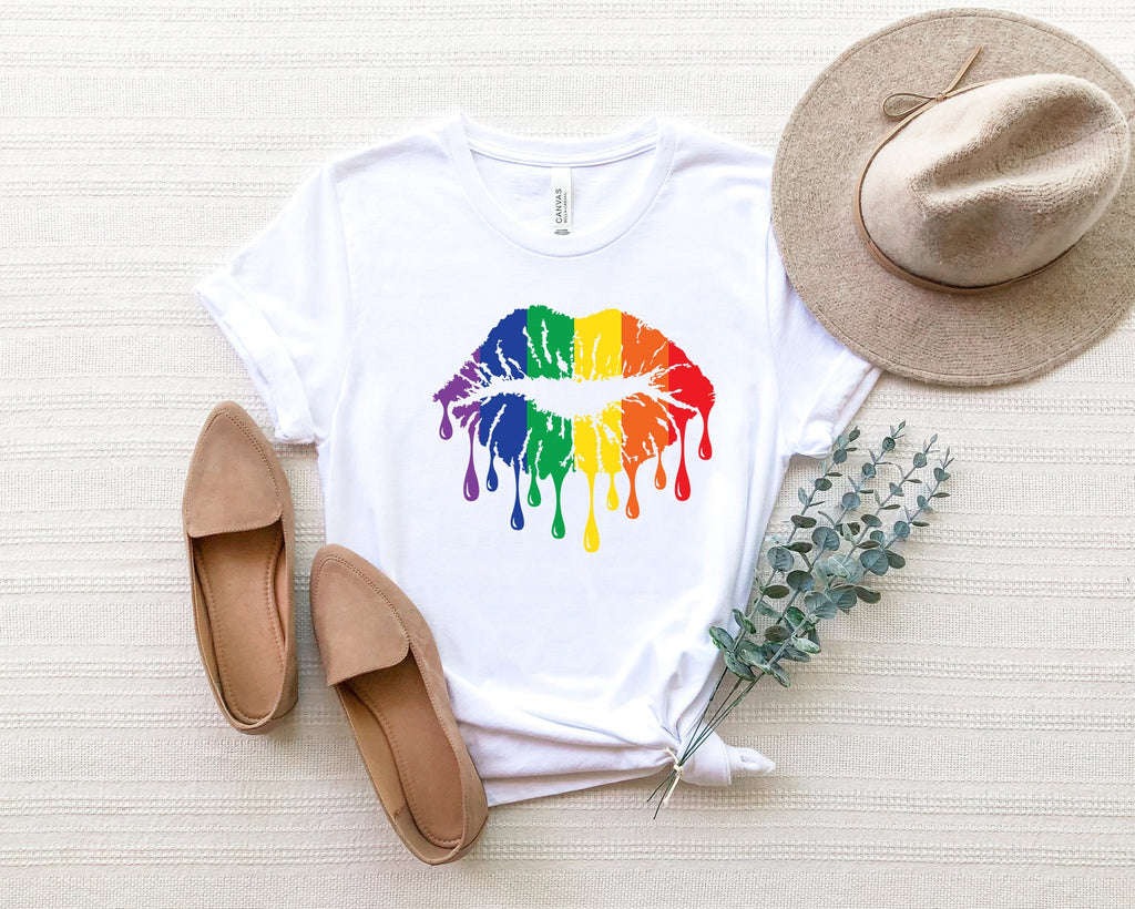 Rainbow Dripping Lips Shirt: LGBTQ Pride Tee
