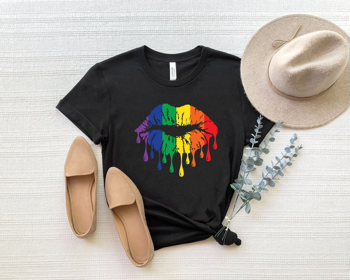 Rainbow Dripping Lips Shirt: LGBTQ Pride Tee