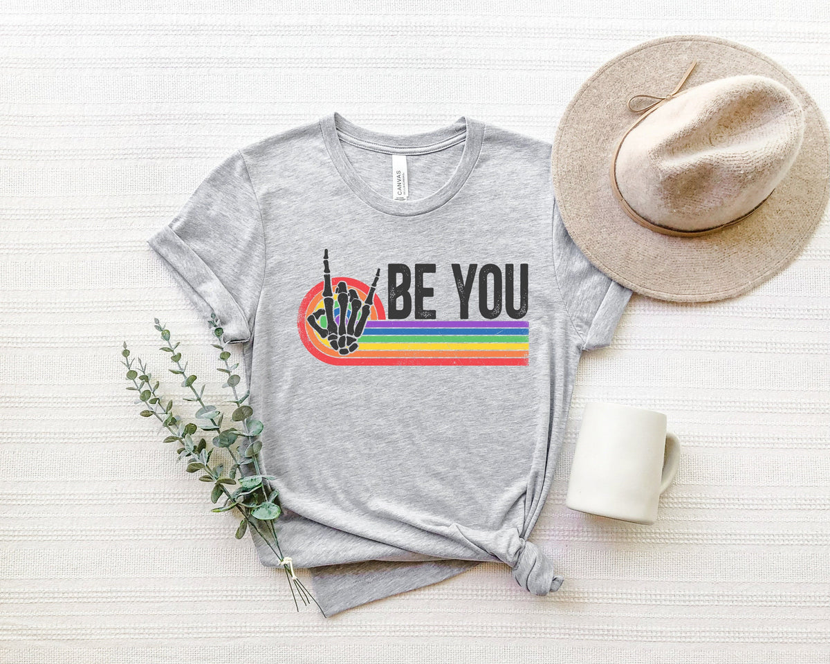 Rainbow Pride Skeleton Hand T-Shirt: LGBT Gay Tee