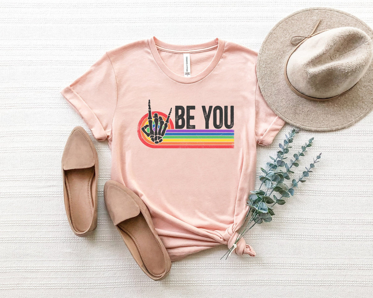 Rainbow Pride Skeleton Hand T-Shirt: LGBT Gay Tee