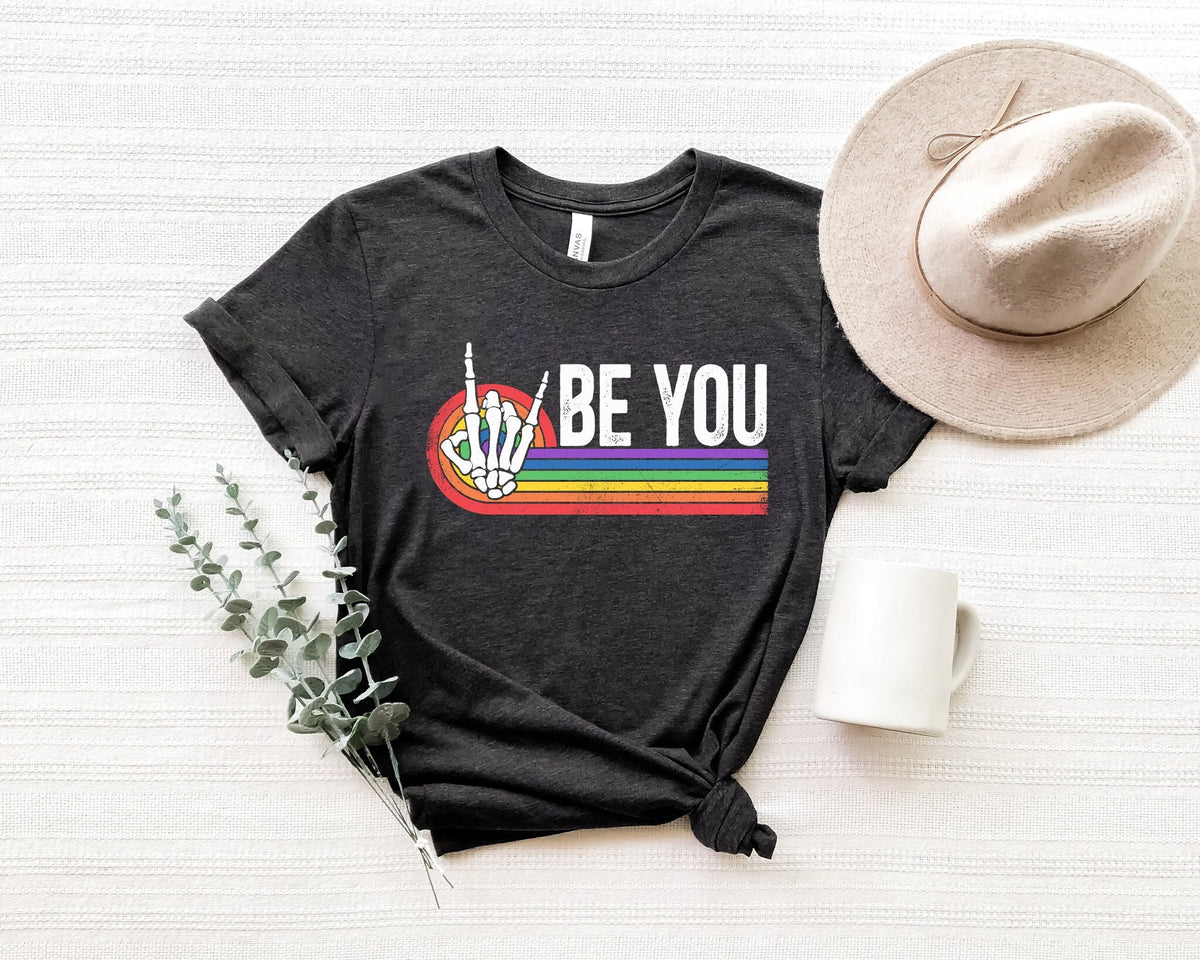 Rainbow Pride Skeleton Hand T-Shirt: LGBT Gay Tee