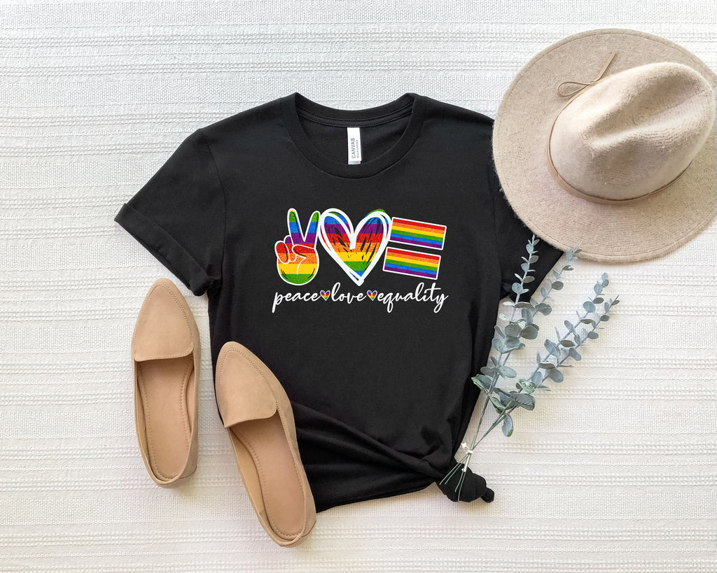 Pride Rainbow Shirt: Peace Love Equality LGBTQ Tee