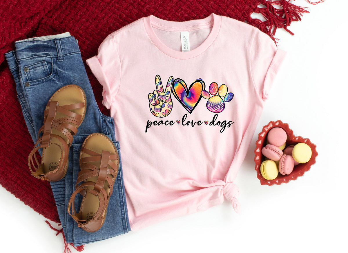 Peace Love Dogs Shirt: Dog Mom Gift, Veterinarian Tee