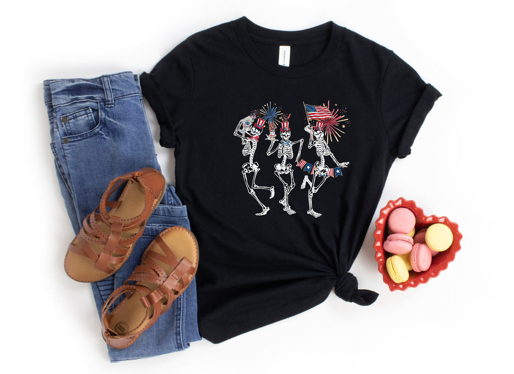Fourth of July Skeleton Shirt: Patriotic Stars & Stripes Tee