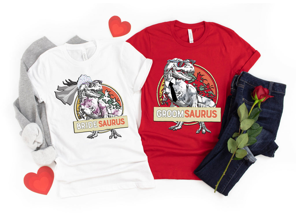 BrideSaurus GroomSaurus Matching Wedding T-Shirts