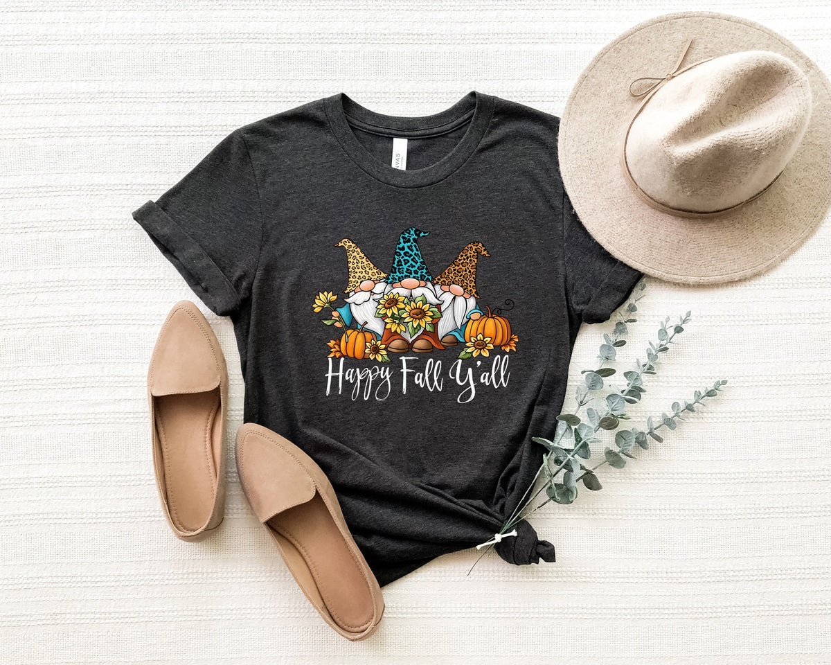 Happy Fall Y'all Gnomes Shirt, Thanksgiving Gnomes Tee