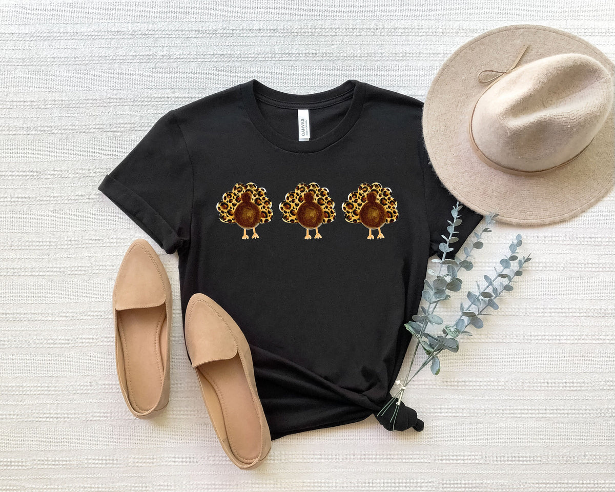 Leopard Print Turkey Thanksgiving T-Shirt