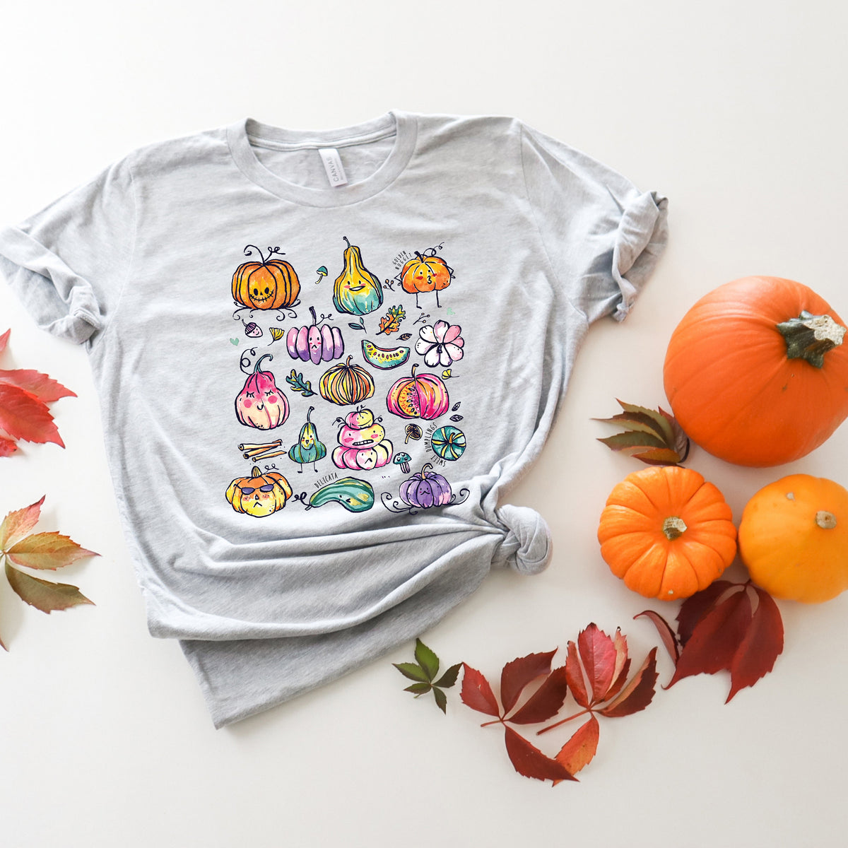 Watercolor Pumpkins T-shirt: Colorful Halloween Autumn Shirt