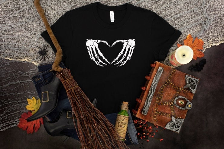 Skeleton Heart Hands Halloween Shirt