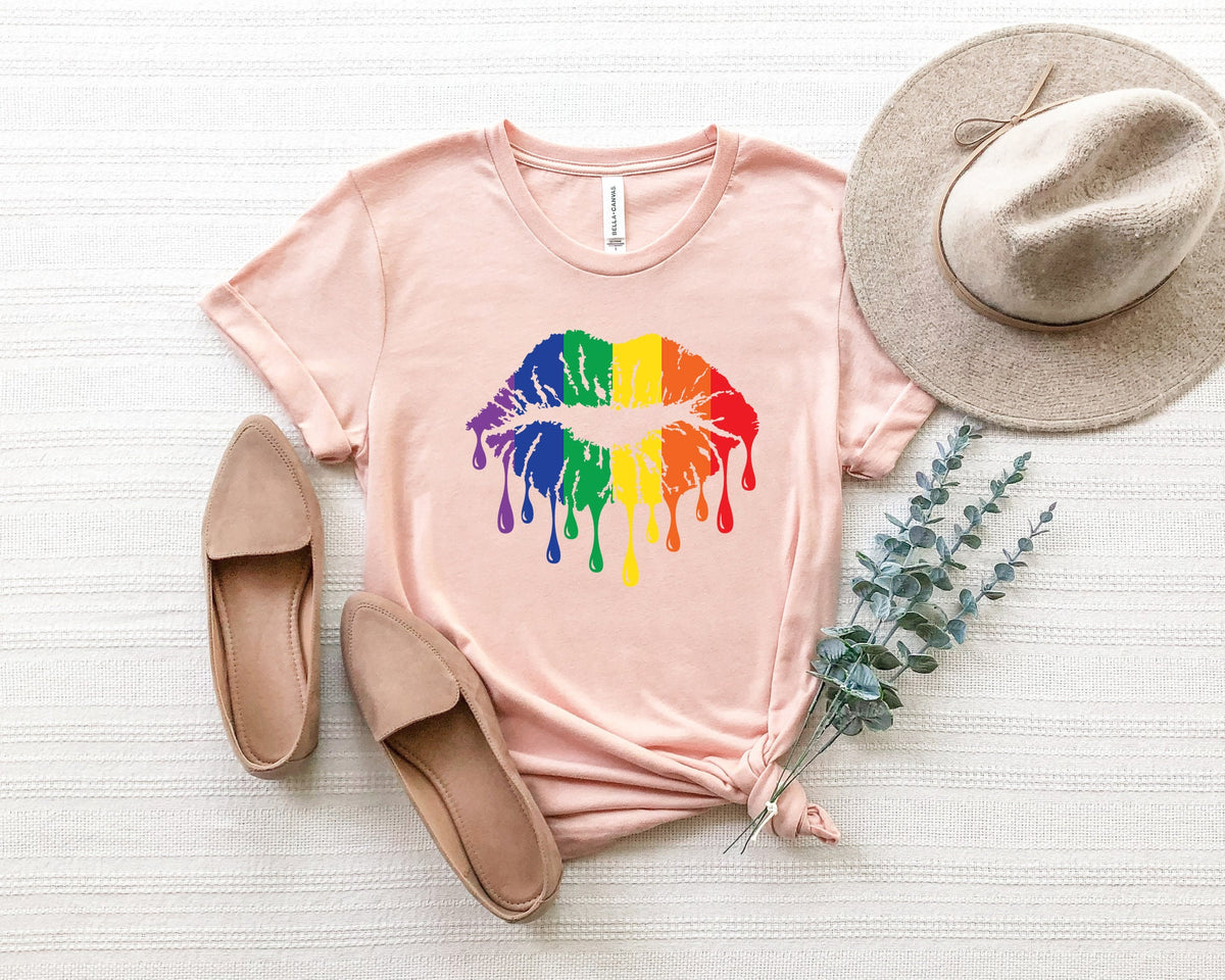 Rainbow Dripping Lips Shirt: LGBTQ Pride Tee