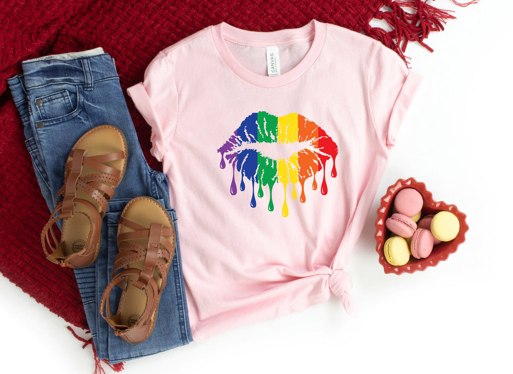 Rainbow Dripping Lips Shirt: LGBTQ Pride Tee