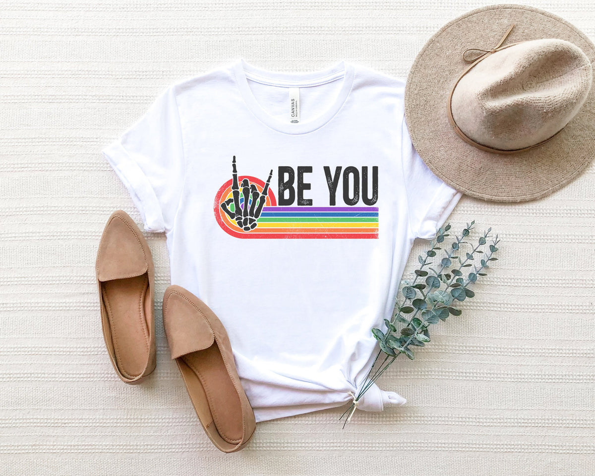 Rainbow Pride Skeleton Hand T-Shirt: LGBT Gay Tee