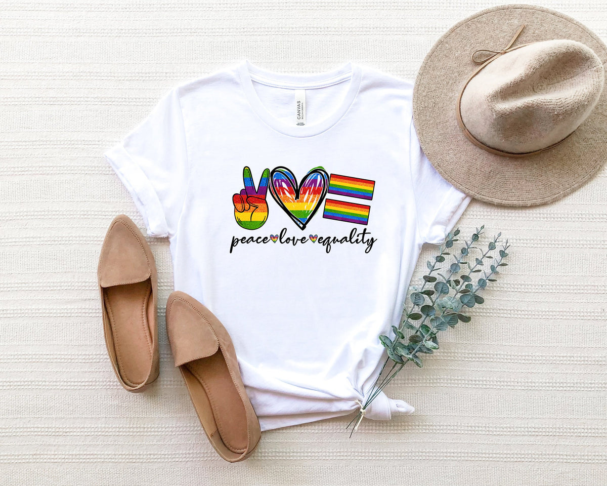 Pride Rainbow Shirt: Peace Love Equality LGBTQ Tee