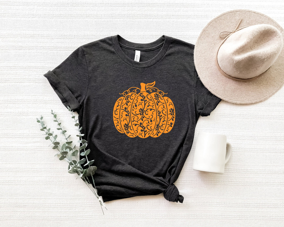 Swirly Pumpkin T-Shirt, Fall Halloween Shirt
