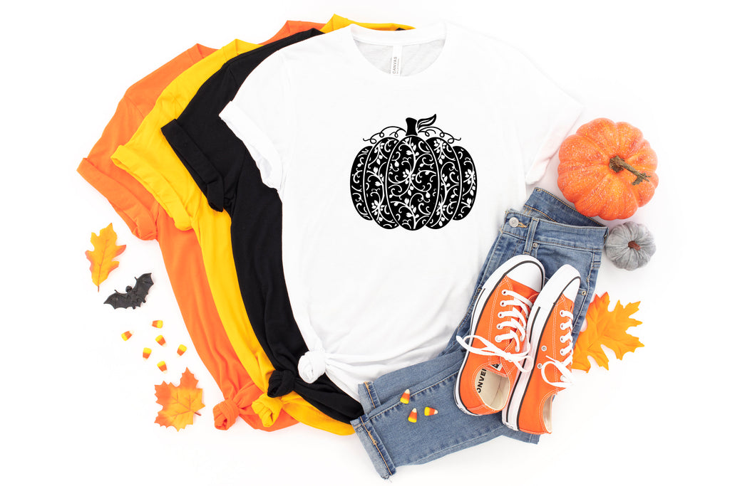 Swirly Pumpkin T-Shirt, Fall Halloween Shirt