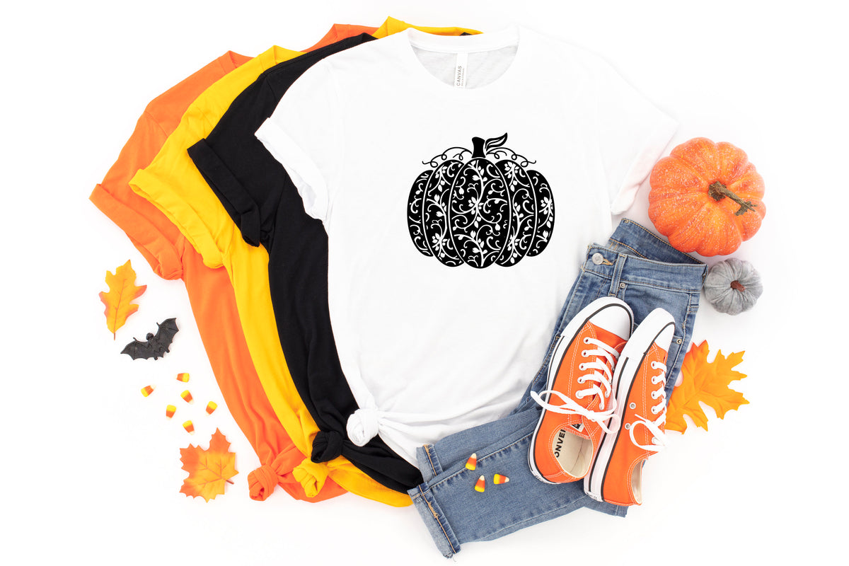 Swirly Pumpkin T-Shirt, Fall Halloween Shirt
