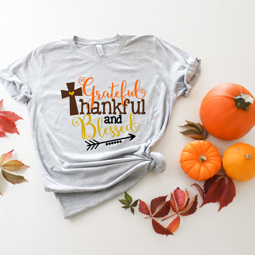 Grateful Thankful Blessed Shirt: Fall Thanksgiving Tee