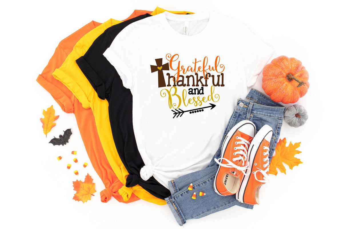 Grateful Thankful Blessed Shirt: Fall Thanksgiving Tee