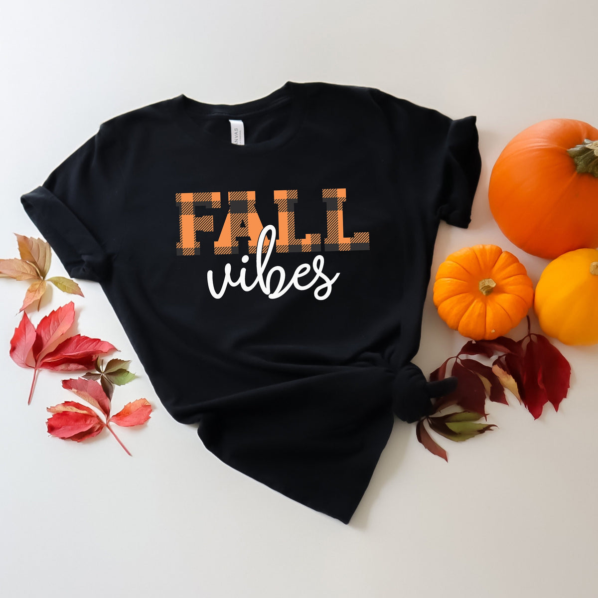 Fall Vibes Shirt: Plaid Pumpkin Thanksgiving Tee