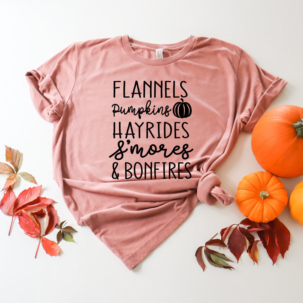 Flannels Pumpkins Hayrides S'mores Bonfires Shirt - Funny Fall Tee