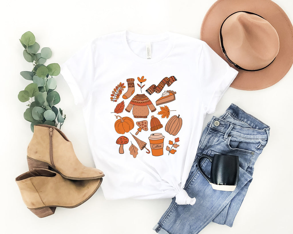 Fall Doodles T-Shirt, Pumpkin Halloween Shirt