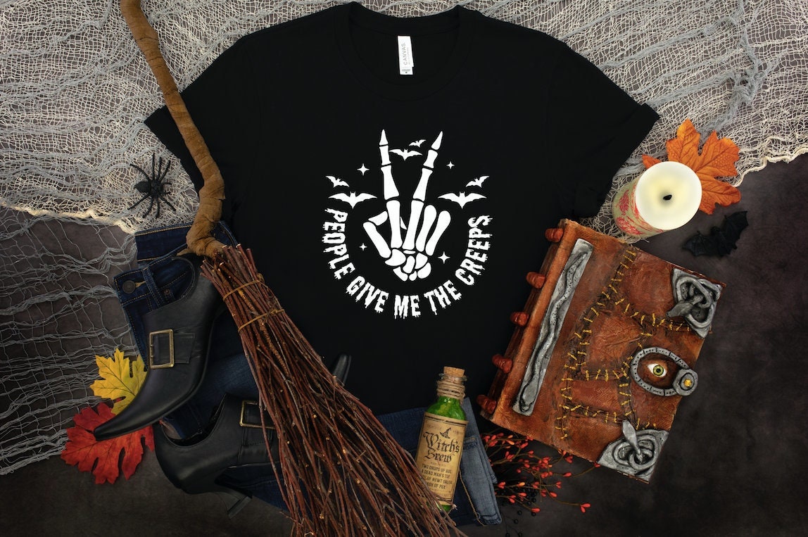 People Give Me The Creeps Shirt, Spooky Skeleton Hand Tee