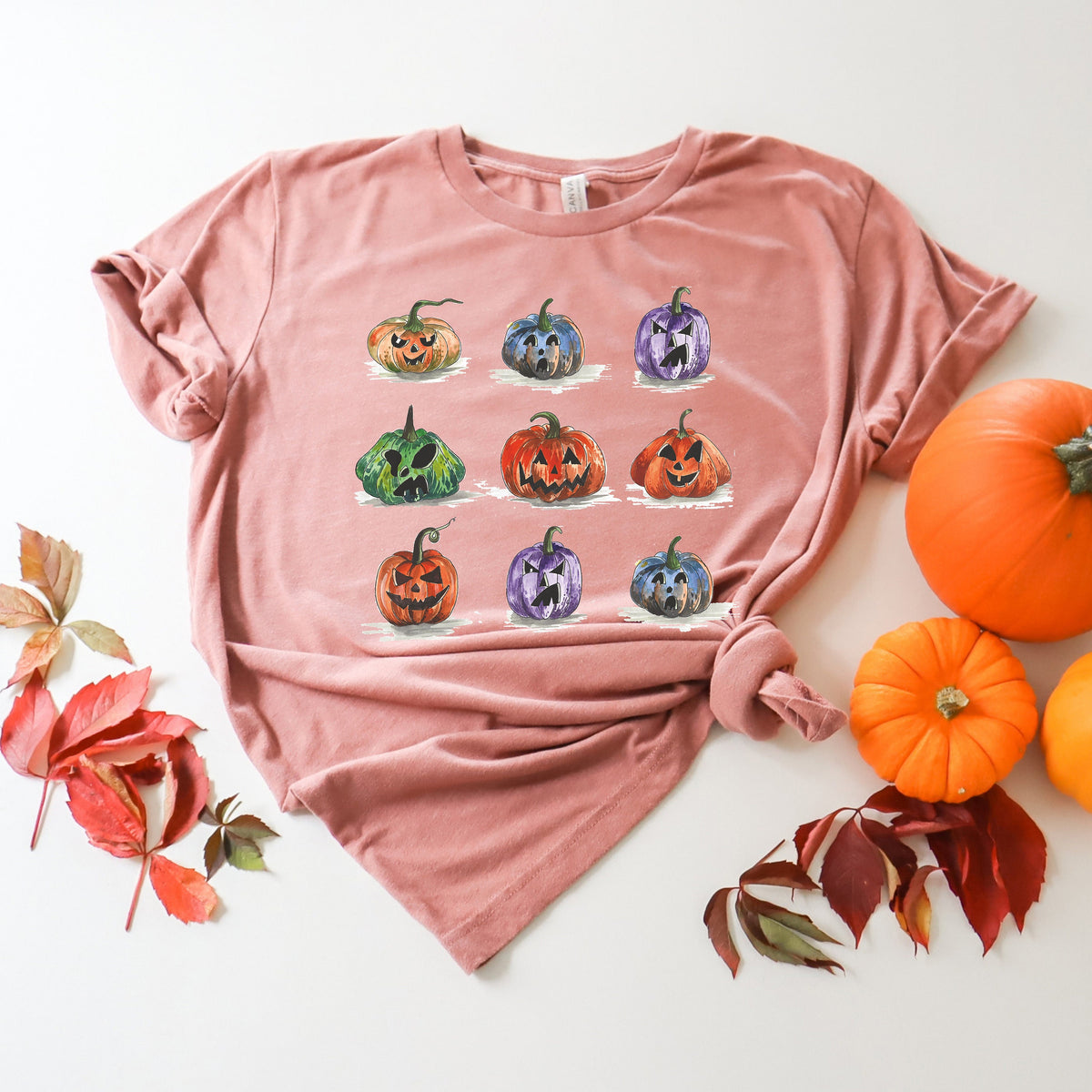 Watercolor Pumpkin T-Shirt: Colorful Halloween Autumn Shirt