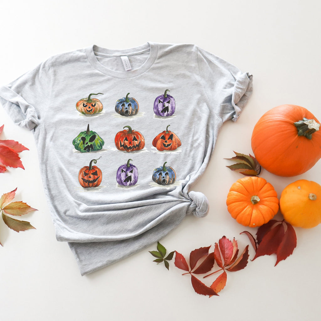 Watercolor Pumpkin T-Shirt: Colorful Halloween Autumn Shirt
