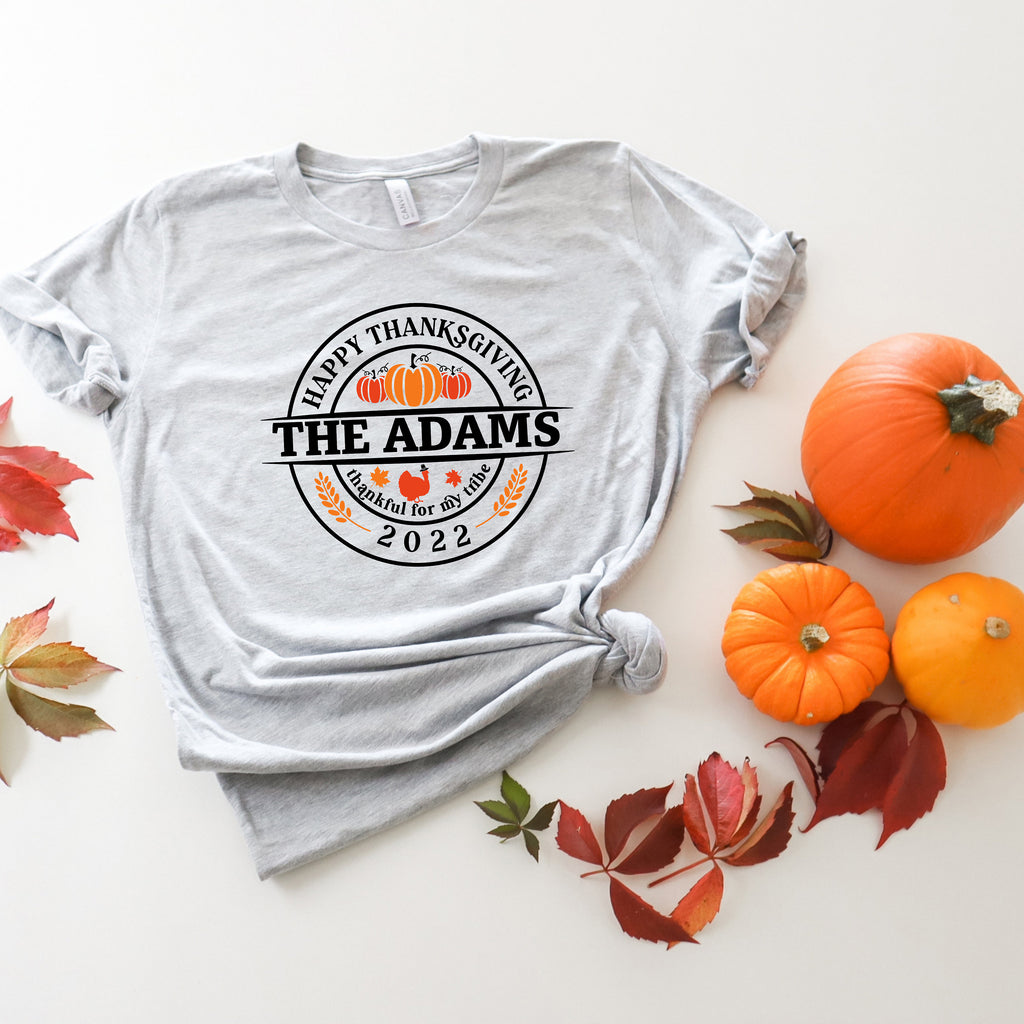 Custom Family Name Thanksgiving Shirts: Matching Cotton Tees