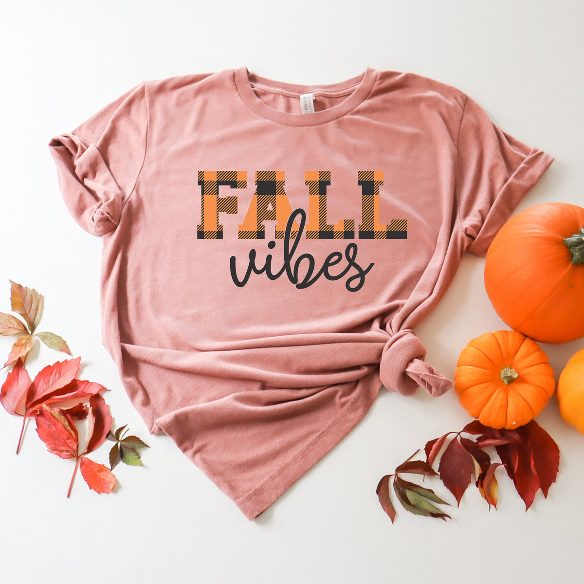 Fall Vibes Shirt: Plaid Pumpkin Thanksgiving Tee