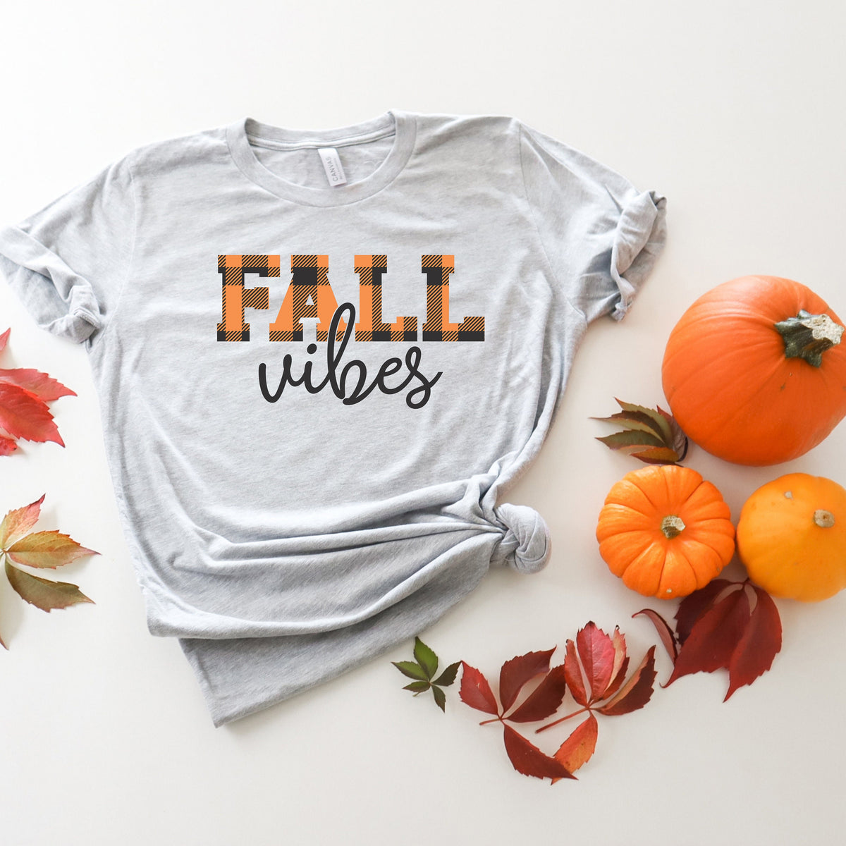 Fall Vibes Shirt: Plaid Pumpkin Thanksgiving Tee