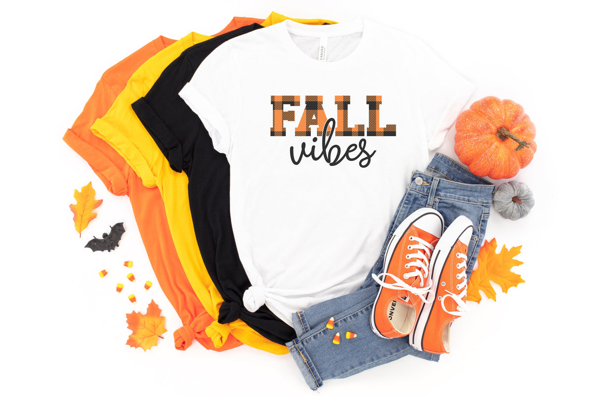 Fall Vibes Shirt: Plaid Pumpkin Thanksgiving Tee
