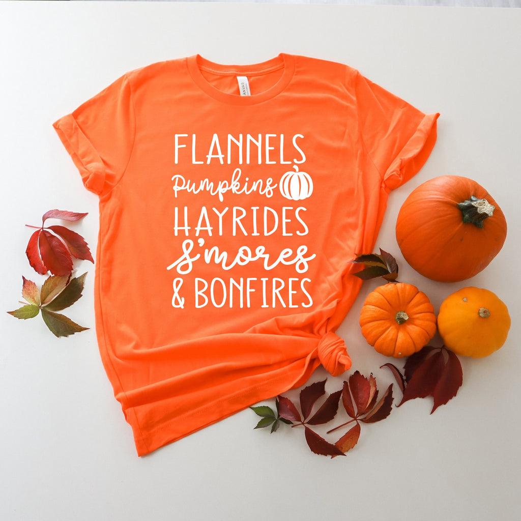 Flannels Pumpkins Hayrides S'mores Bonfires Shirt - Funny Fall Tee