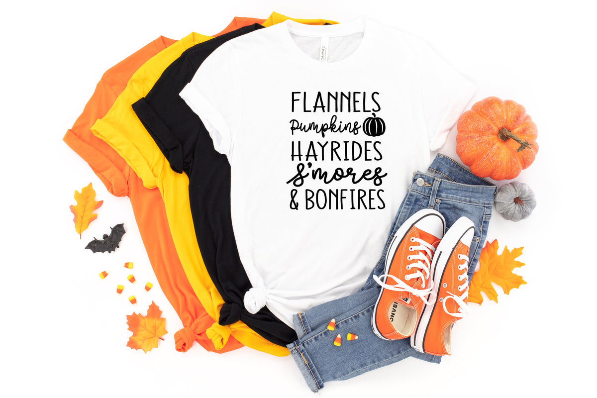 Flannels Pumpkins Hayrides S'mores Bonfires Shirt - Funny Fall Tee