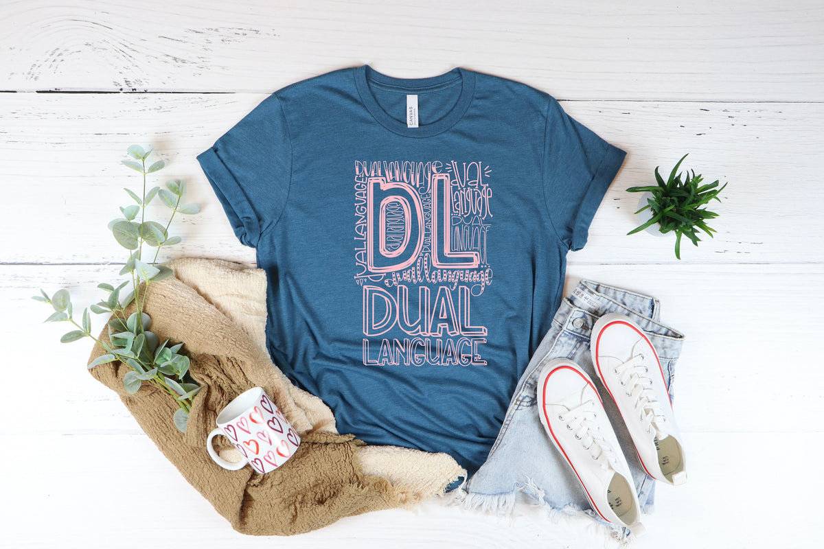 Dual Language Teacher Shirt: Typography Back To School Tee