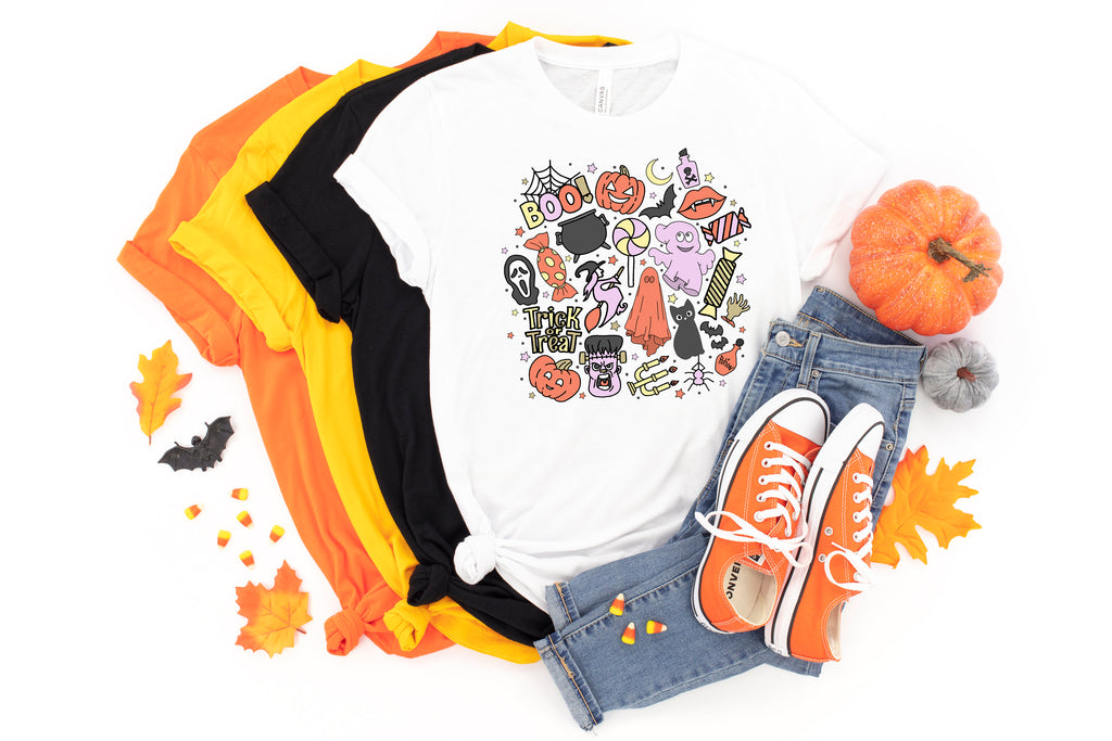 Spooky Doodles Halloween Shirt, Cute Ghost Pumpkin Tee