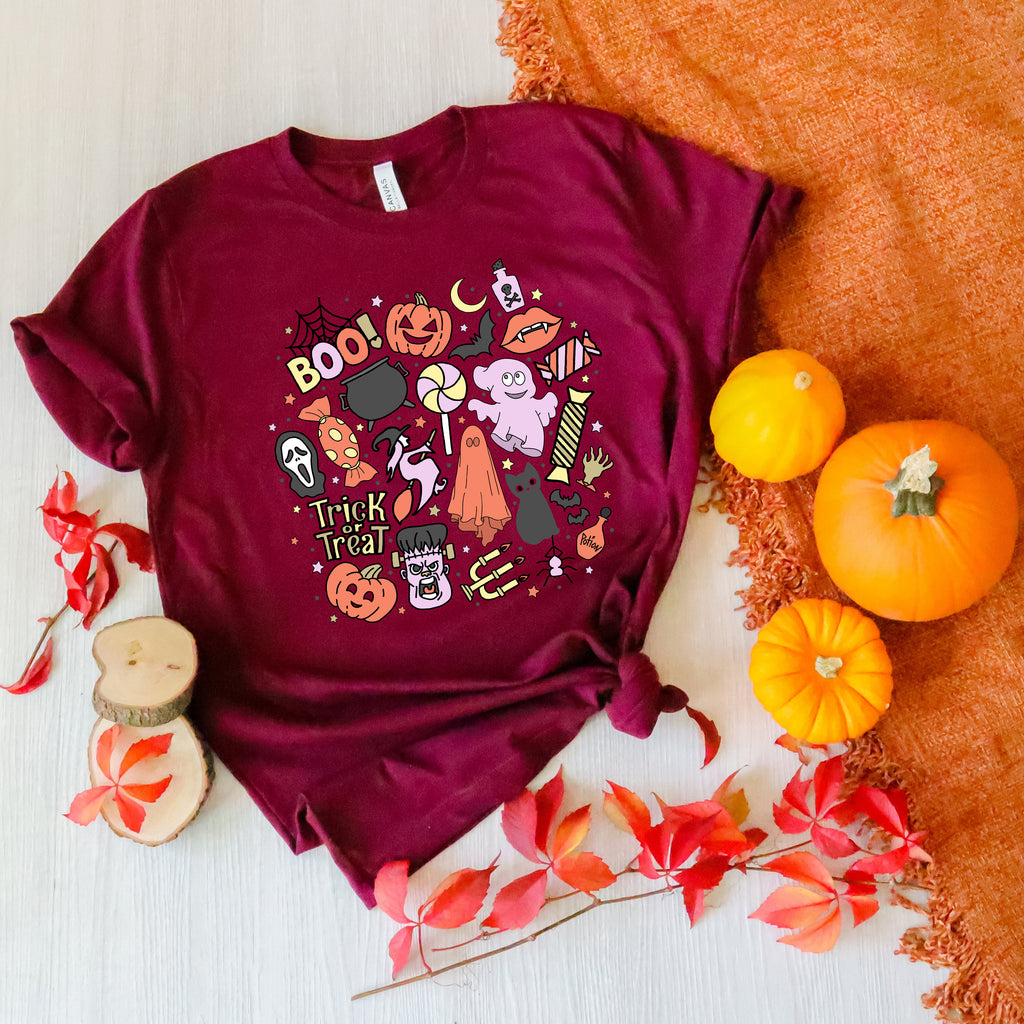 Spooky Doodles Halloween Shirt, Cute Ghost Pumpkin Tee