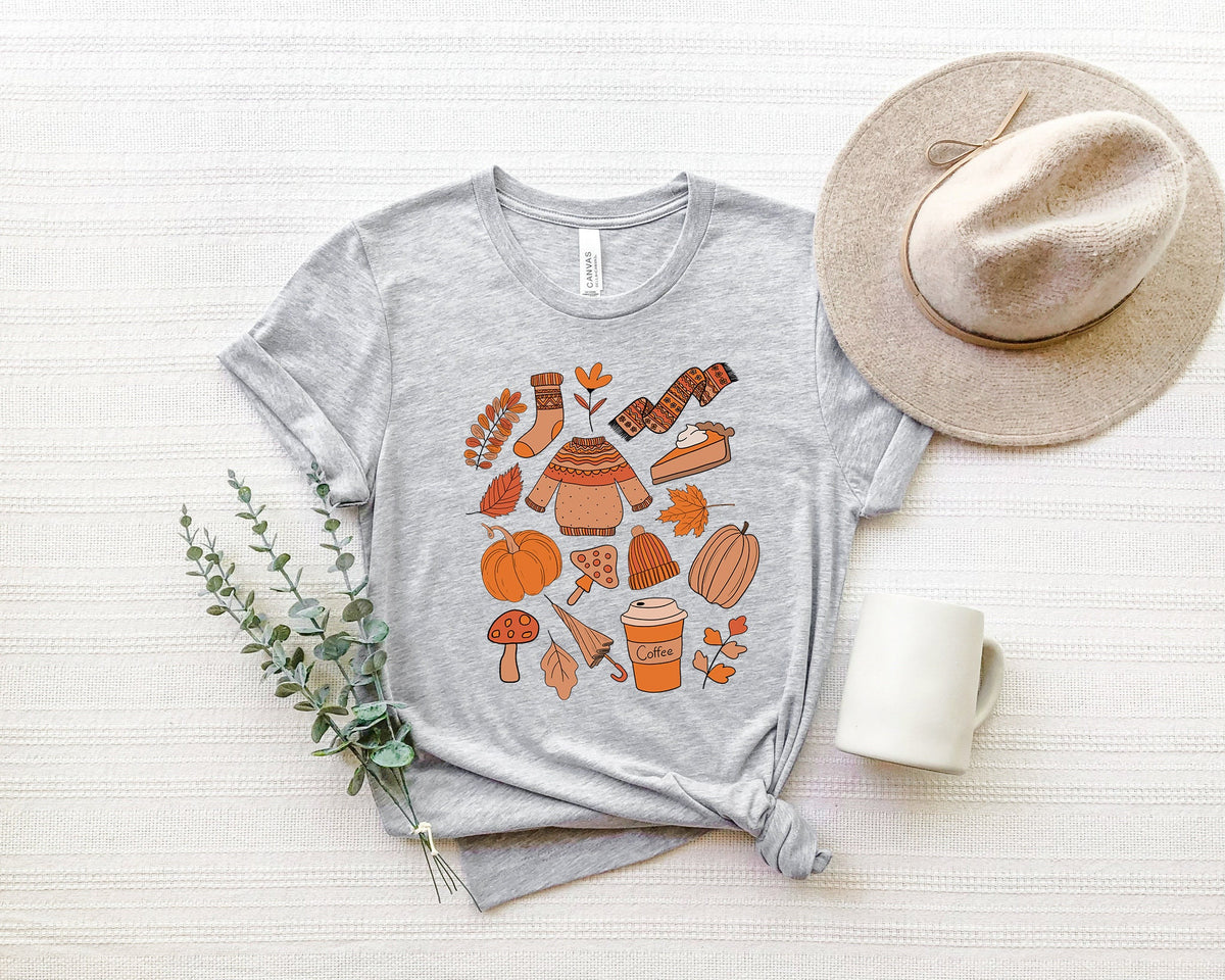 Fall Doodles T-Shirt, Pumpkin Halloween Shirt