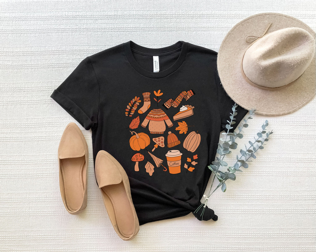 Fall Doodles T-Shirt, Pumpkin Halloween Shirt