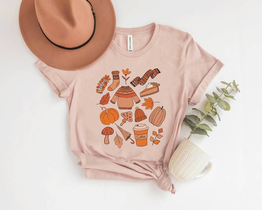 Fall Doodles T-Shirt, Pumpkin Halloween Shirt