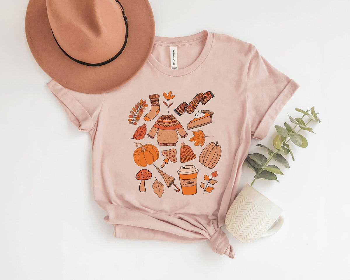 Fall Doodles T-Shirt, Pumpkin Halloween Shirt