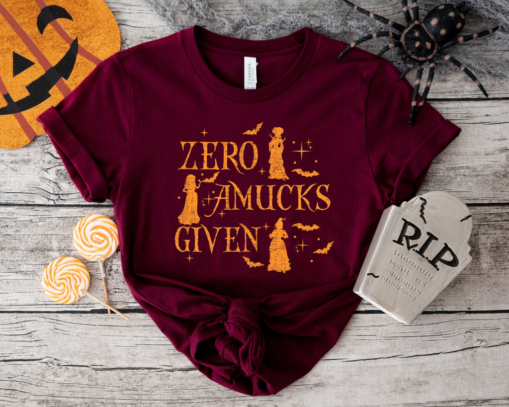 Zero Amucks Given Shirt: Hocus Pocus Halloween Witch Sisters Tee