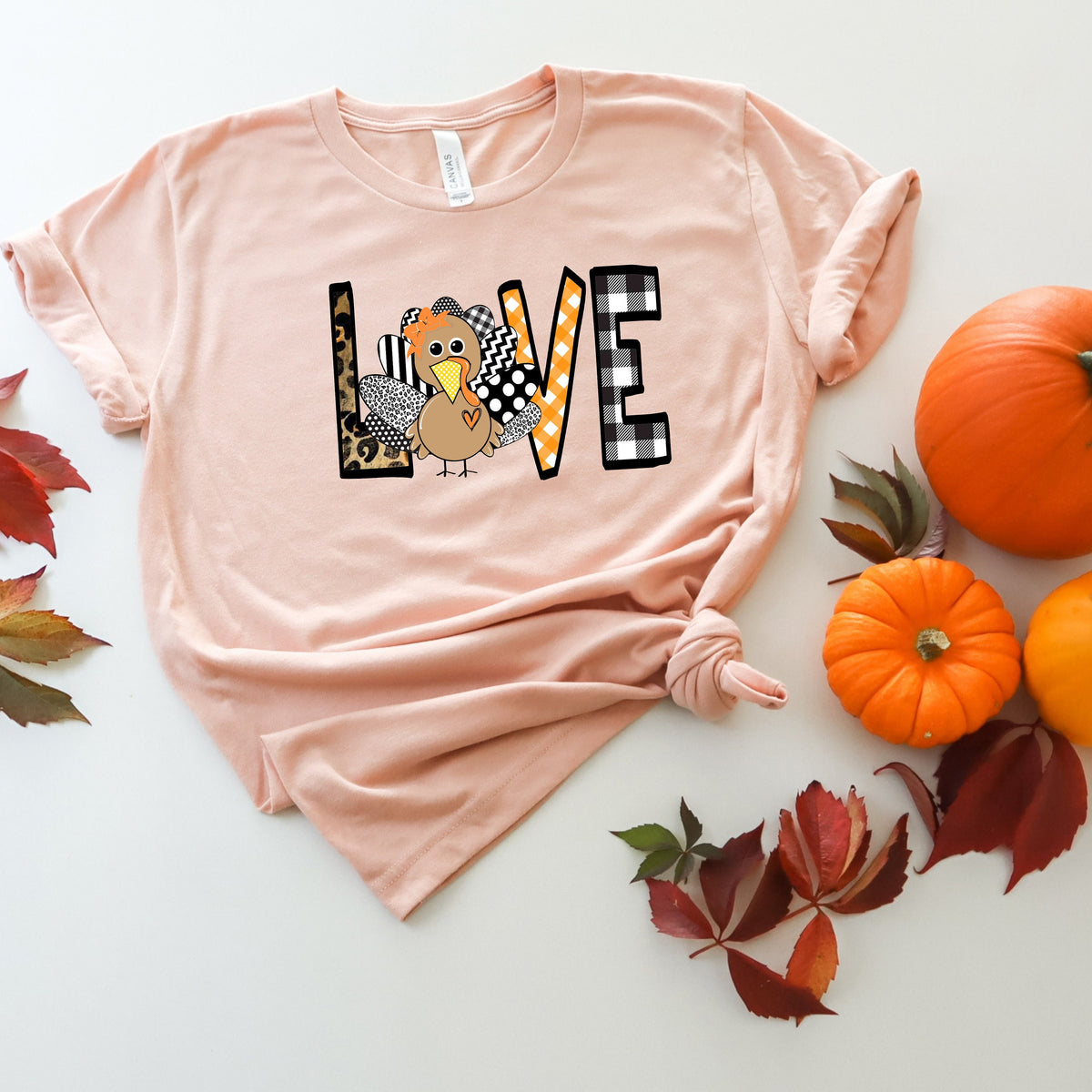 Love Thanksgiving T-Shirt: Thankful Turkey Fall Tee