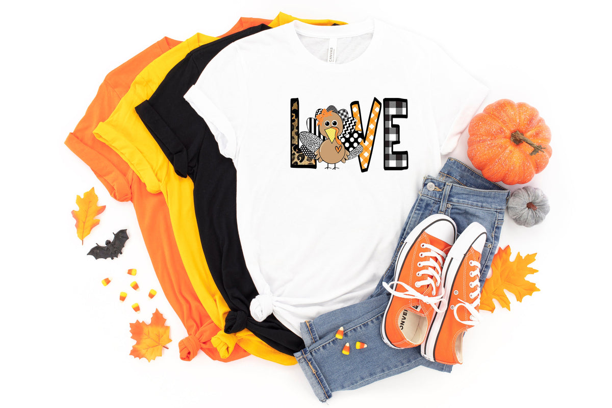 Love Thanksgiving T-Shirt: Thankful Turkey Fall Tee