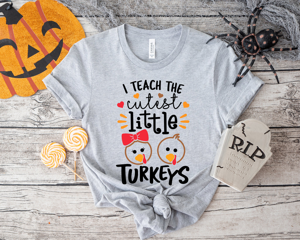 Thankful Teacher Thanksgiving Shirt, Messy Bun Turkey Tee