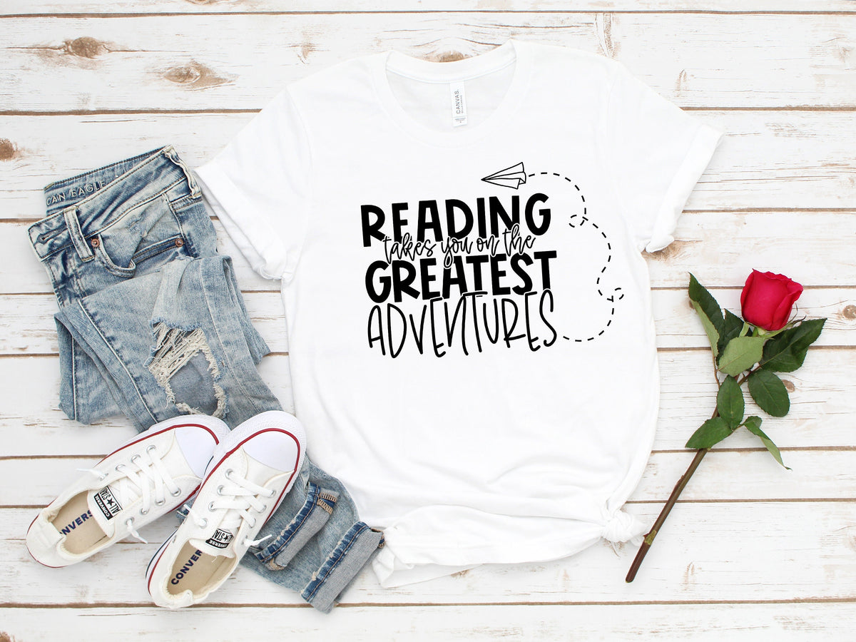 Reading Adventures Shirt: Teacher Classroom Library Tee