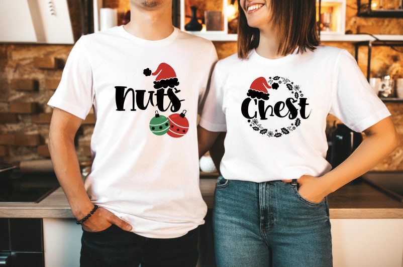 Funny Couples Christmas Shirt: Chest And Nuts Holiday Tee