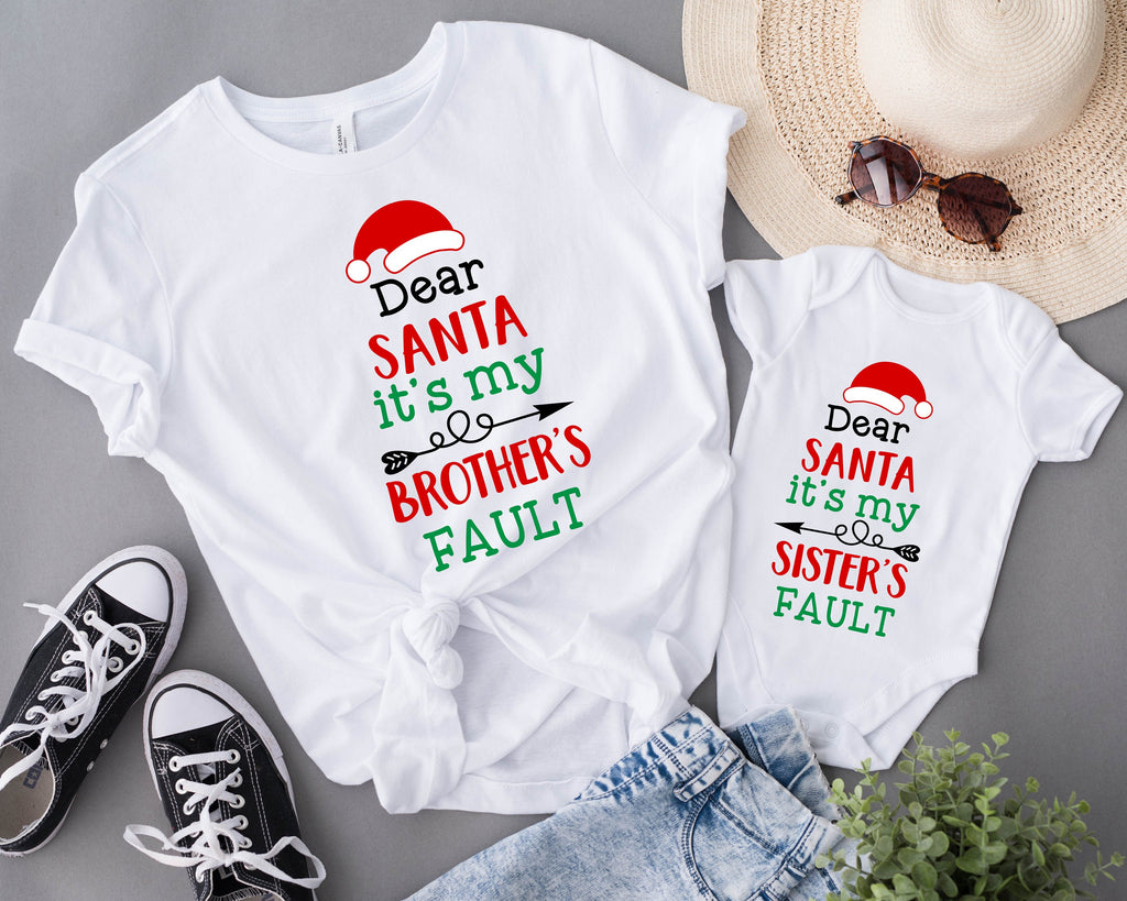 Dear Santa It’s My Sister’s Fault Christmas Shirt: Family Outfit Tee