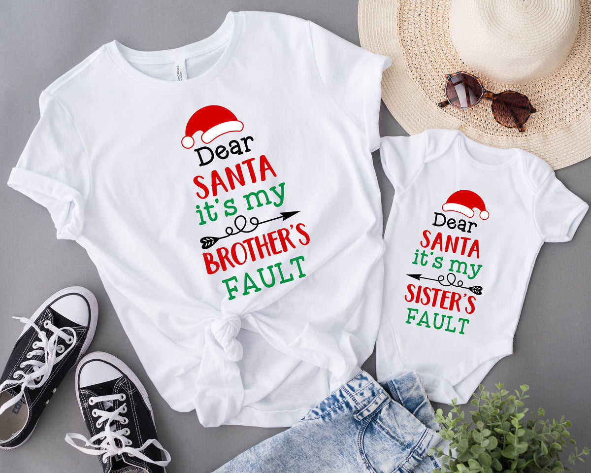 Dear Santa It’s My Sister’s Fault Christmas Shirt: Family Outfit Tee