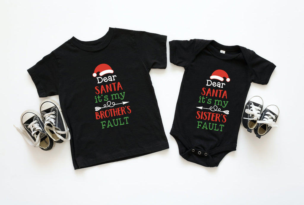 Dear Santa It’s My Sister’s Fault Christmas Shirt: Family Outfit Tee